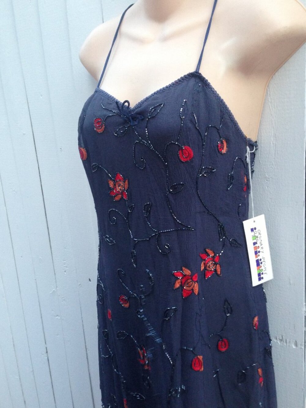 NWT $600 ORDINARY PEOPLE Silk Beaded Dress LBD Sz 10
